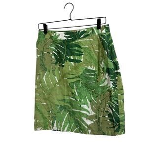 Anthropologie Vanessa Virginia Talipot Green Leaf Mini Skirt Size 6 Petite